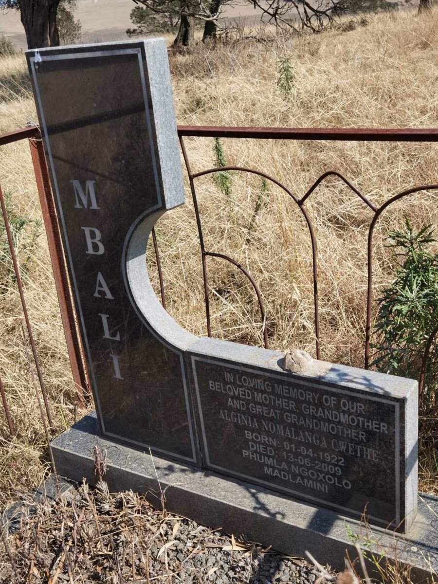 MBALI Alginia Nomalanga Cwethe 1922-2009