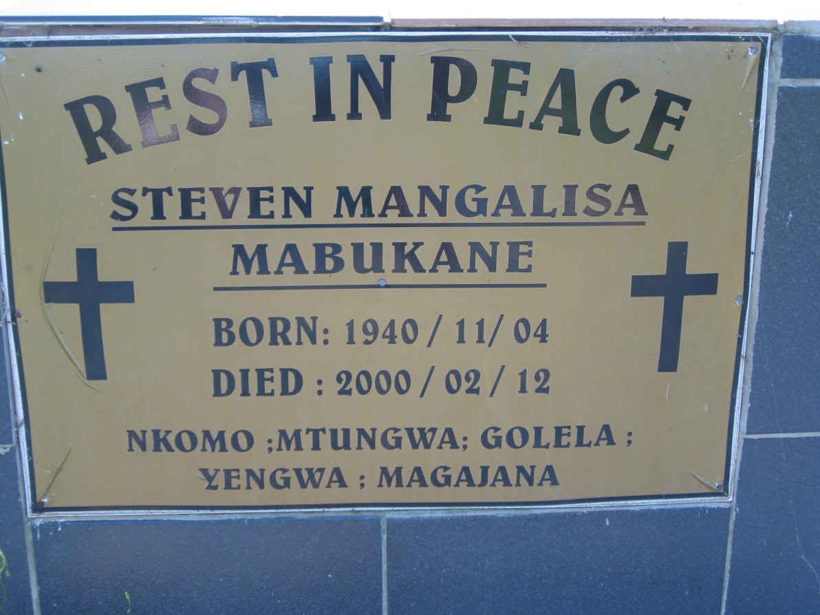 MABUKANE Steven Mangalisa 1940-2000