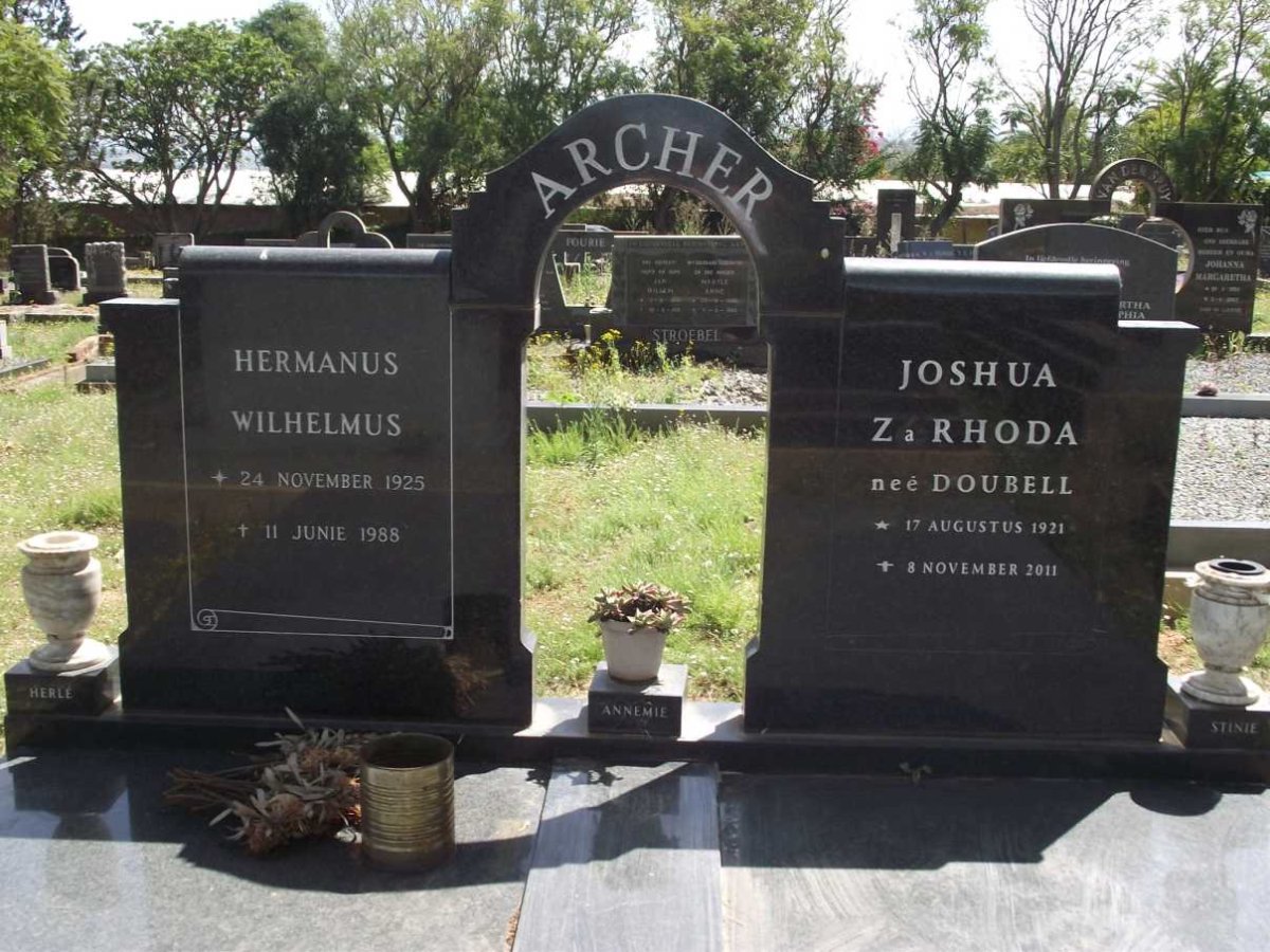 ARCHER Hermanus Wilhelmus 1925-1988 &amp; Joshua ZaRhoda DOUBELL 1921-2011