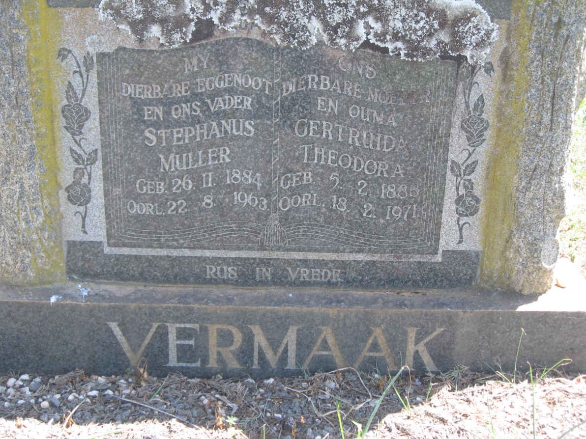 VERMAAK Stephanus Muller 1884-1963 &amp; Gertruida Theodora 1888-1971