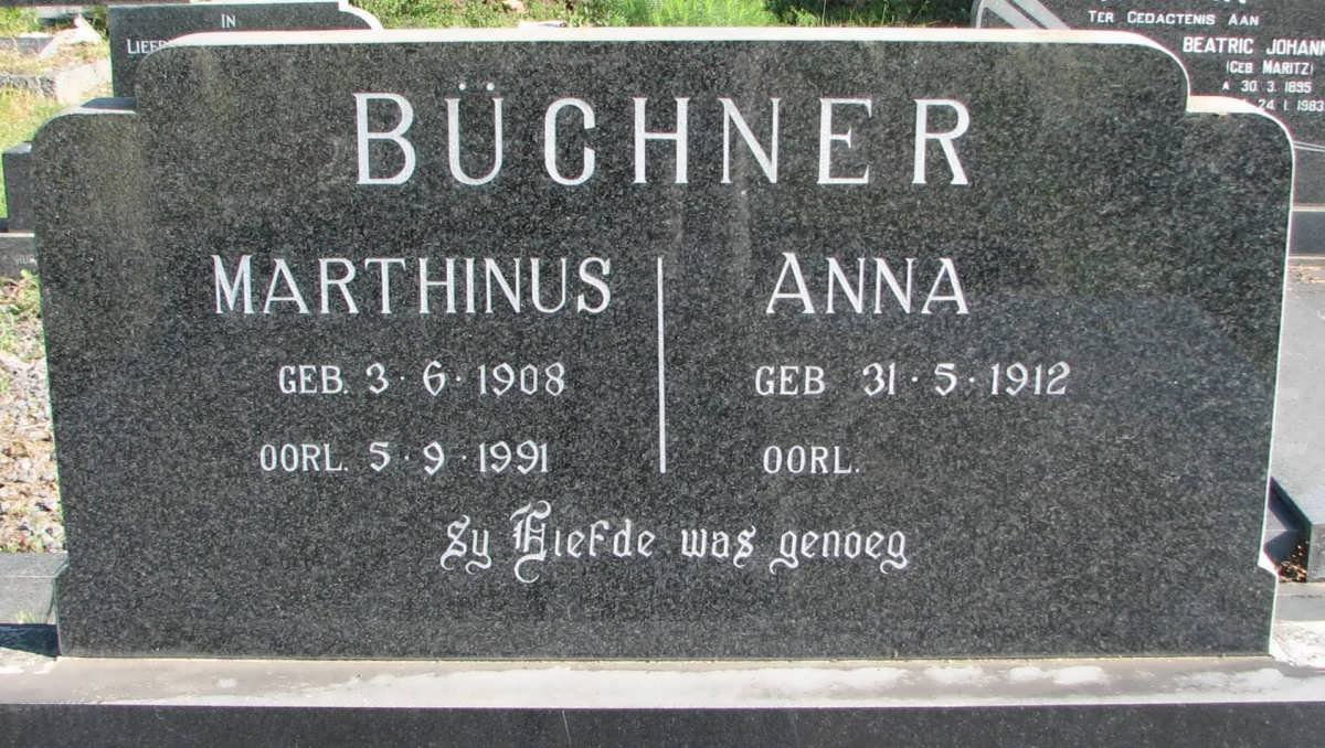 BÜCHNER Marthinus 1908-1991 &amp; Anna 1912-