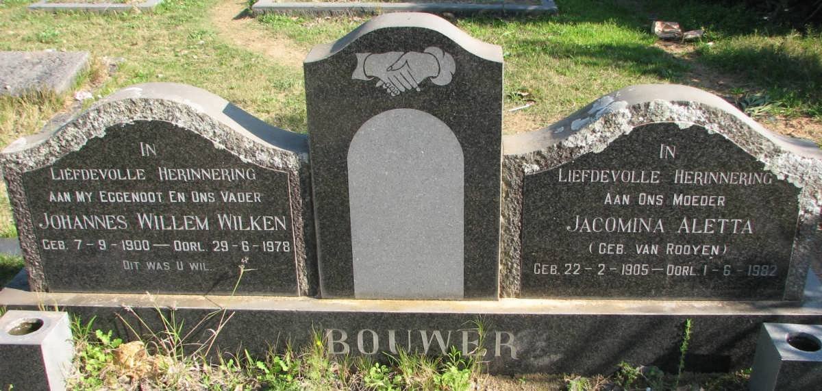 BOUWER Johannes Willem Wilken 1900-1978 &amp; Jacomina Aletta VAN ROOYEN 1905-1982