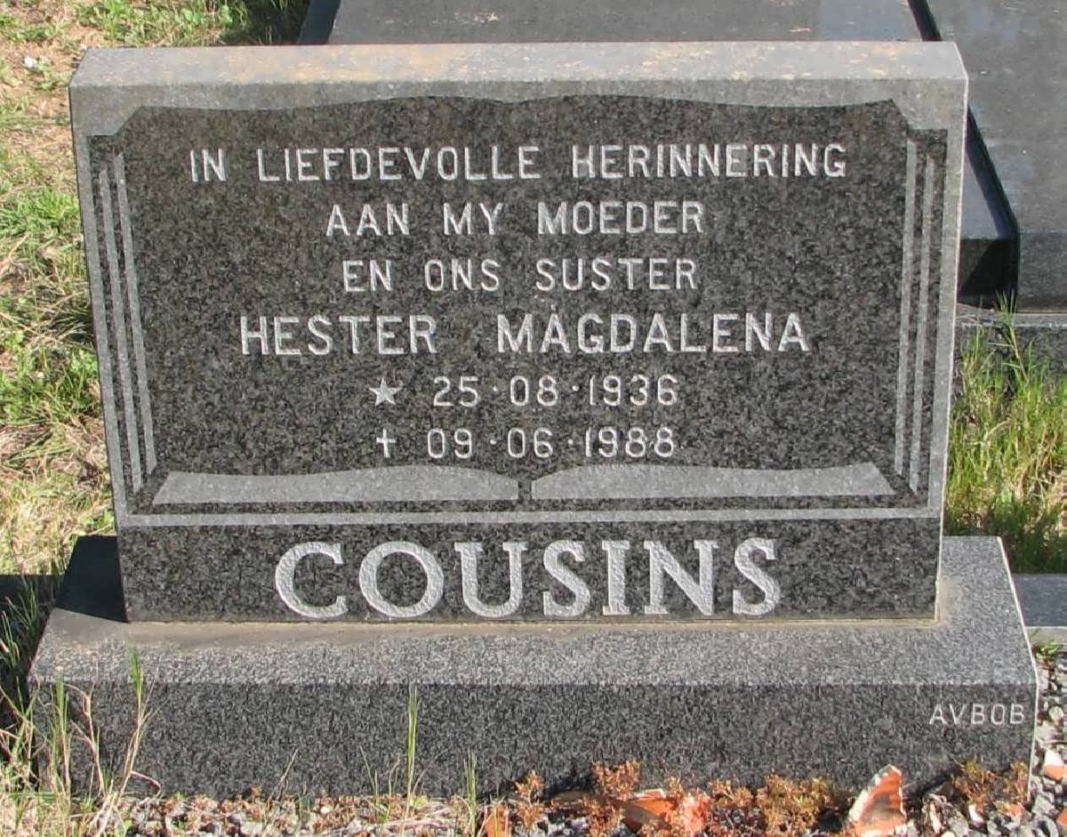 COUSINS Hester Magdalena 1936-1988