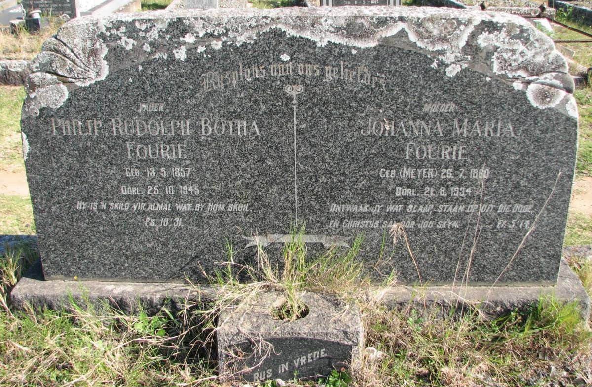 FOURIE Philip Rudolph Botha 1857-1945 &amp; Johanna Maria MEYER 1860-1934
