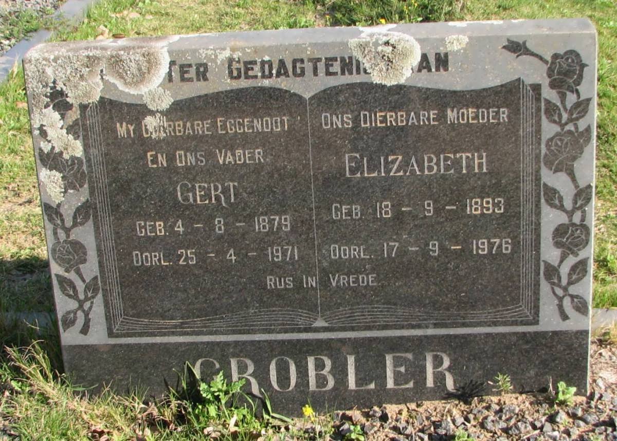 GROBLER Gert 1879-1971 &amp; Elizabeth 1893-1976