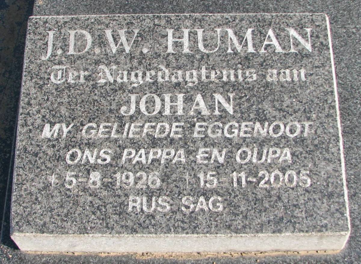 HUMAN J.D.W. 1926-2005