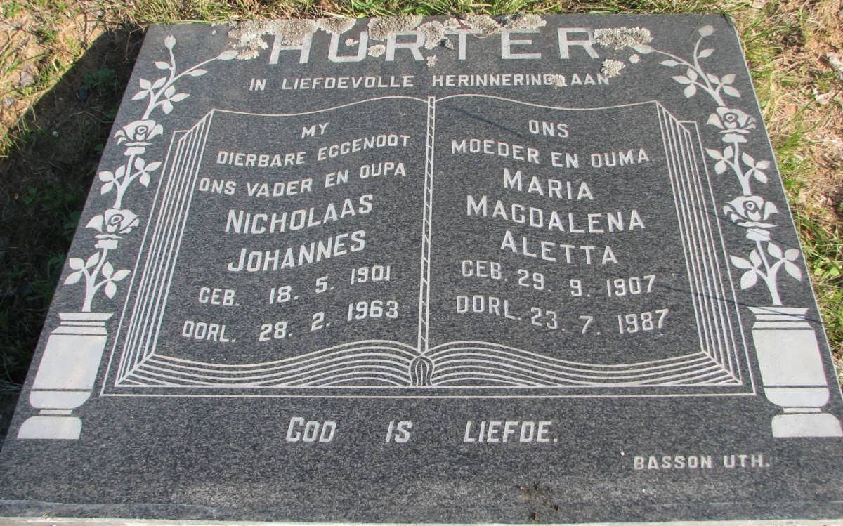 HURTER Nicolaas Johannes 1901-1963 &amp; Maria Magdalena Aletta 1907-1987