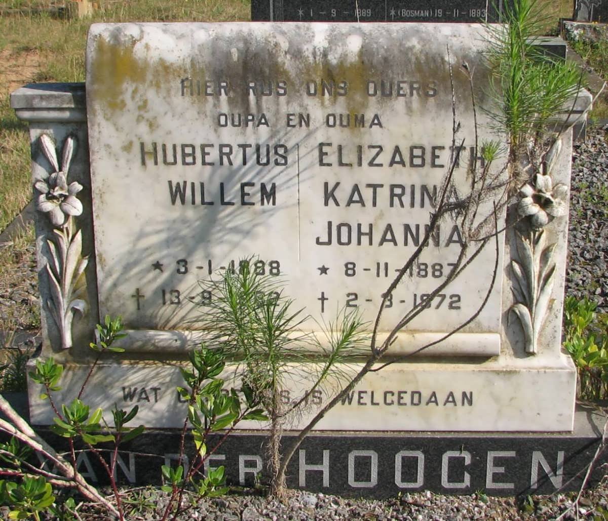 HOOGEN Hubertus Willem, van der 1888-1982 &amp; Elizabeth Katrina Johanna 1887-1972