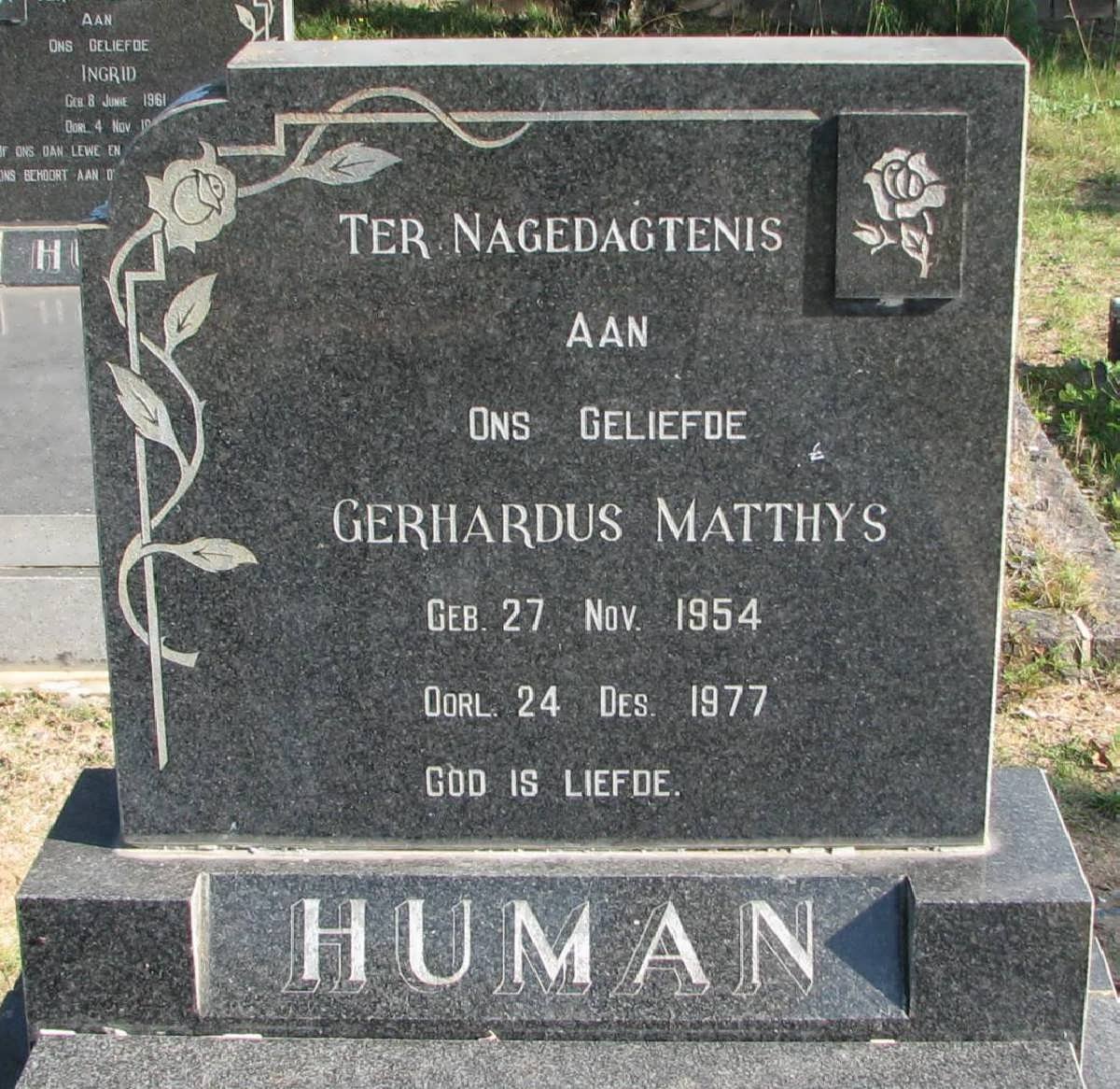 HUMAN Gerhardus Matthys 1954-1977
