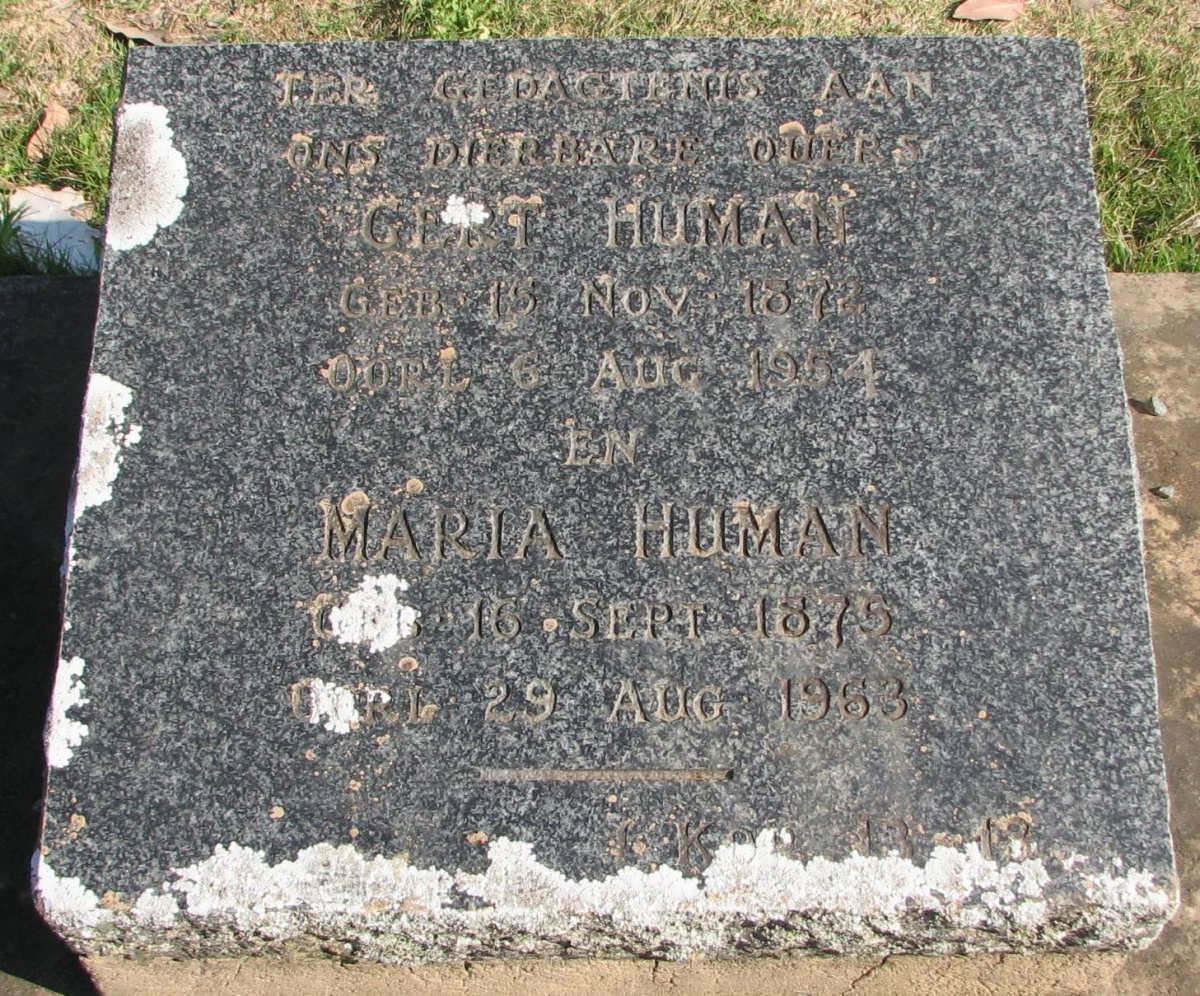 HUMAN Gert 1872-1954 &amp; Maria 1975-1963