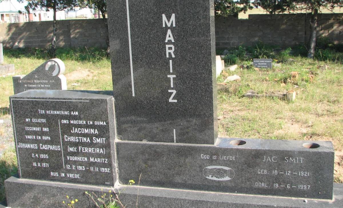 MARITZ Johannes Casparus 1905-1971 &amp; Jacomina Christina SMIT formerly MARITZ nee FERREIRA 1913-1992 ::  SMIT Jac 1921-1997
