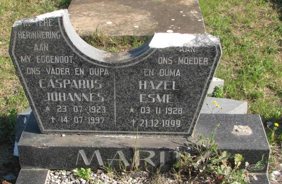 MARITZ Casparus Johannes 1923-1997 &amp; Hazel Esmé 1928-1999