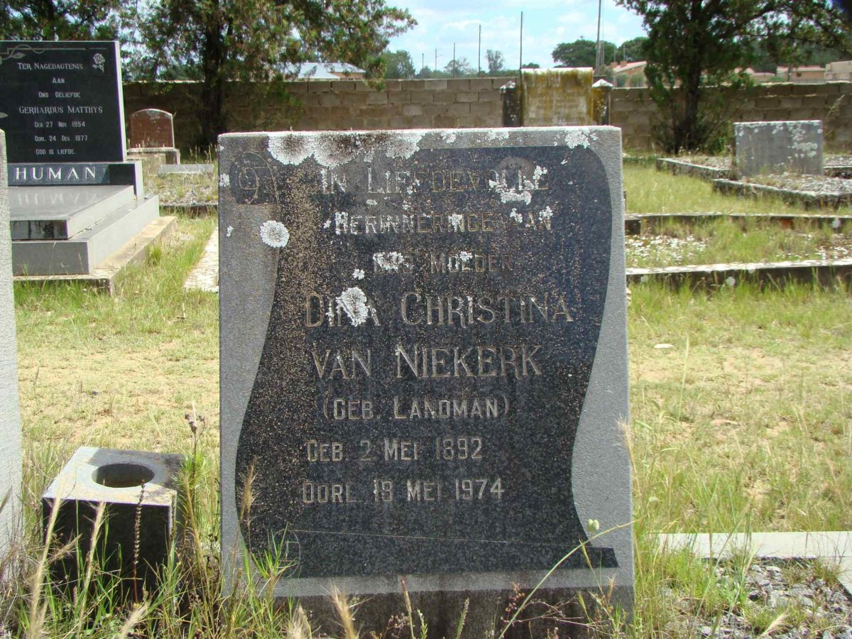 NIEKERK Dina Christina, van nee LANDMAN 1892-1974