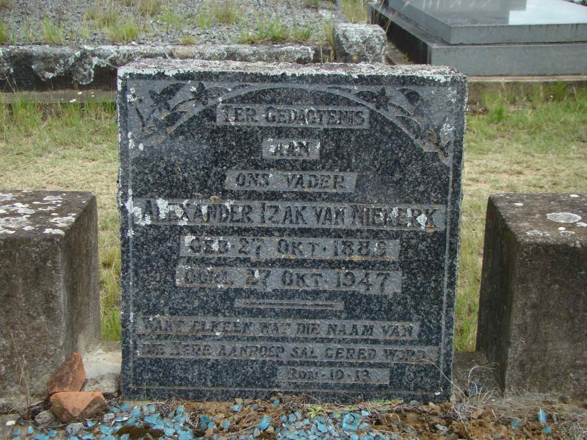 NIEKERK Alexander Izak, van 1889-1947