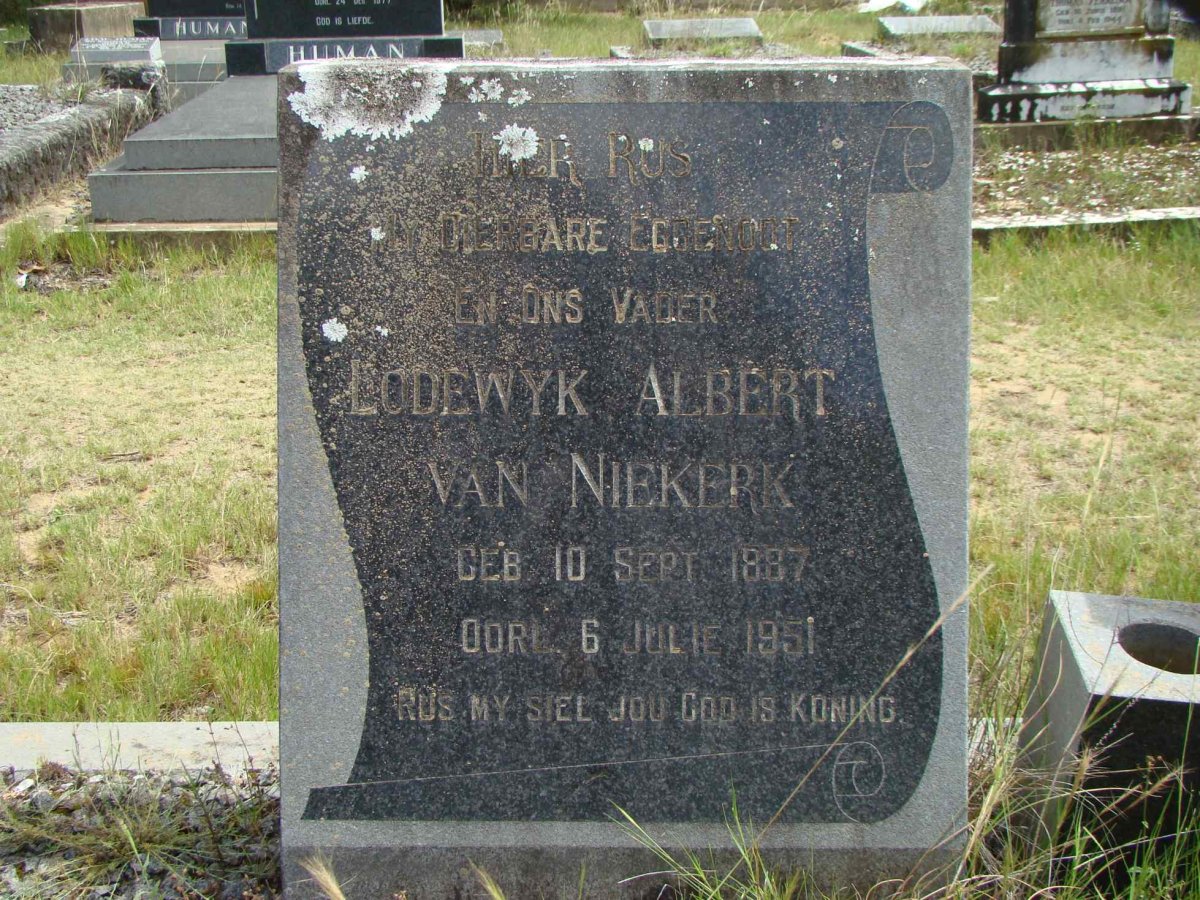 NIEKERK Lodewyk Albert, van 1887-1951