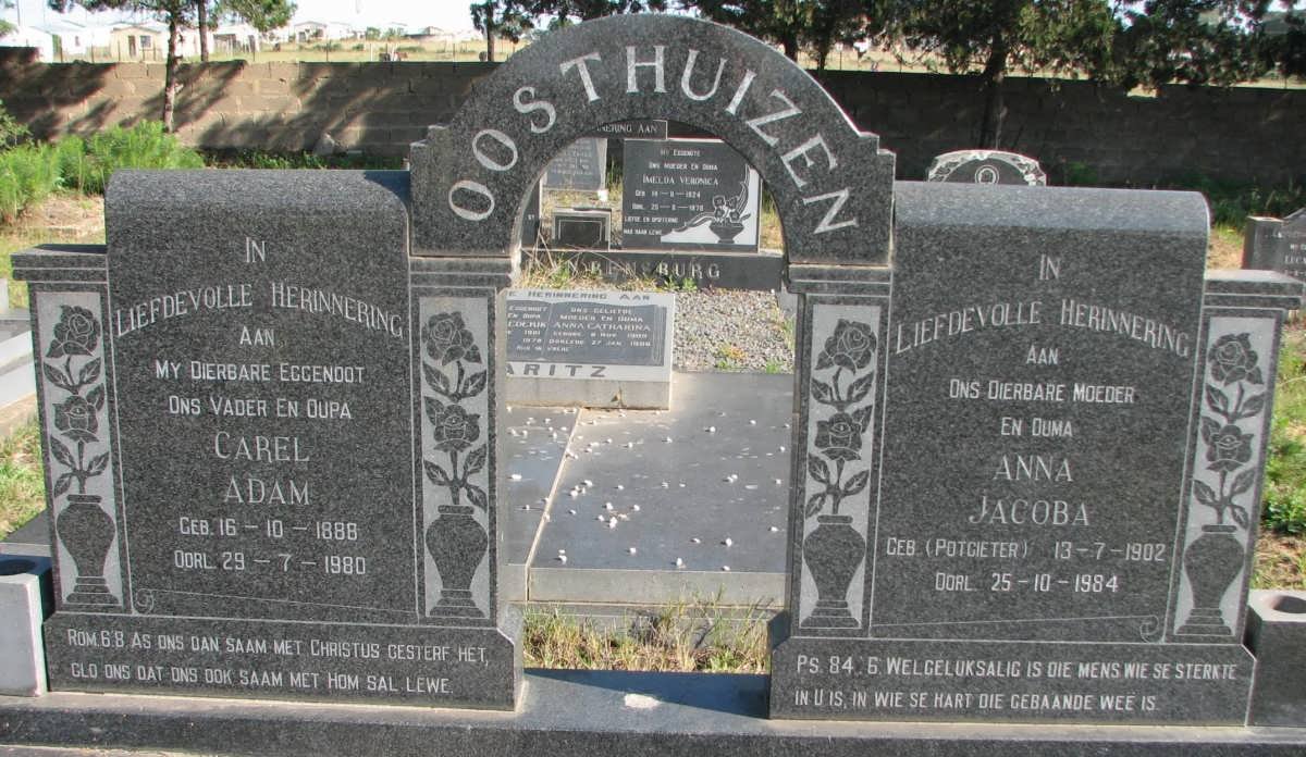 OOSTHUIZEN Carel Adam 1888-1980 &amp; Anna Jacoba POTGIETER 1902-1984
