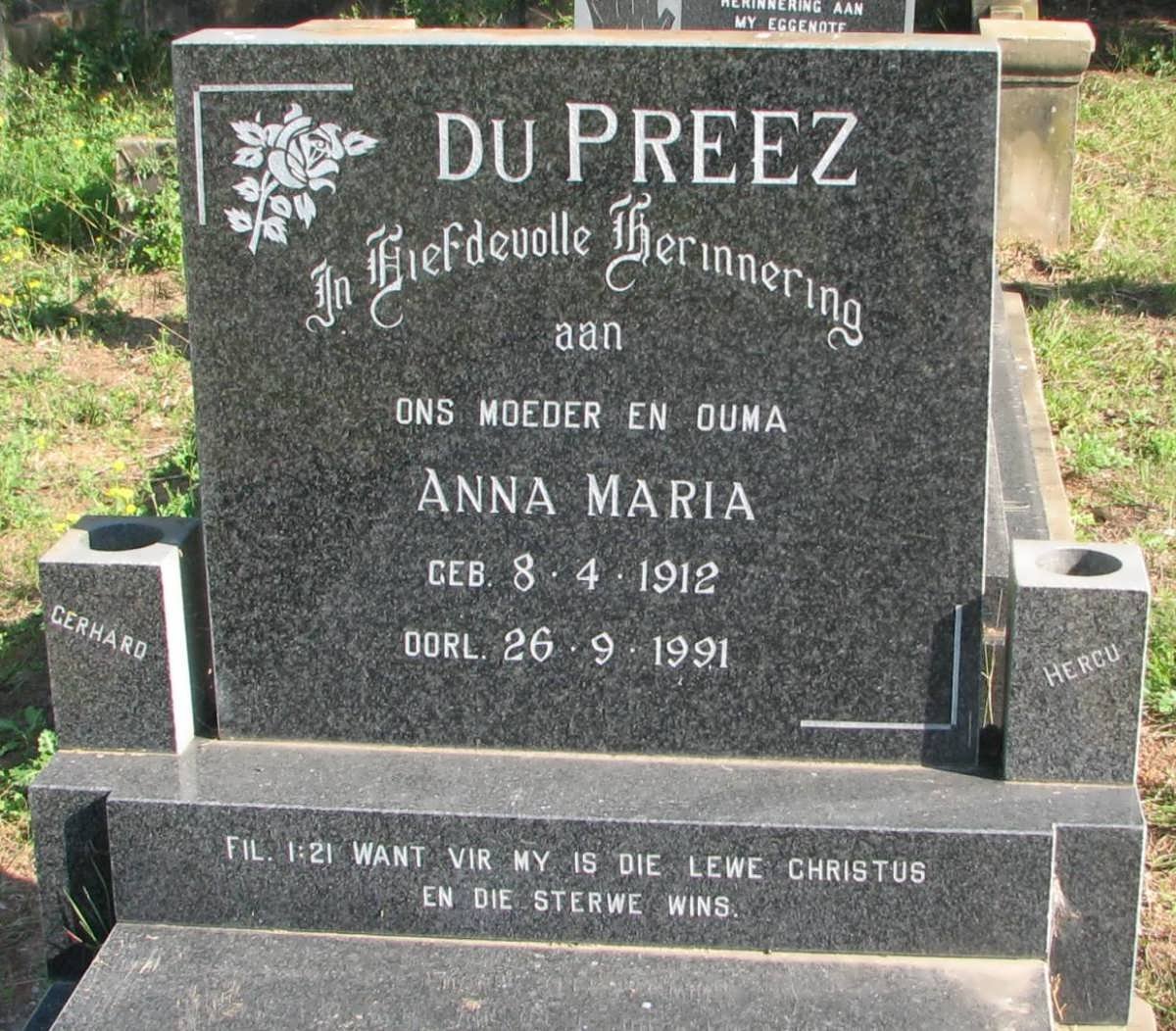 PREEZ Anna Maria, du 1912-1991
