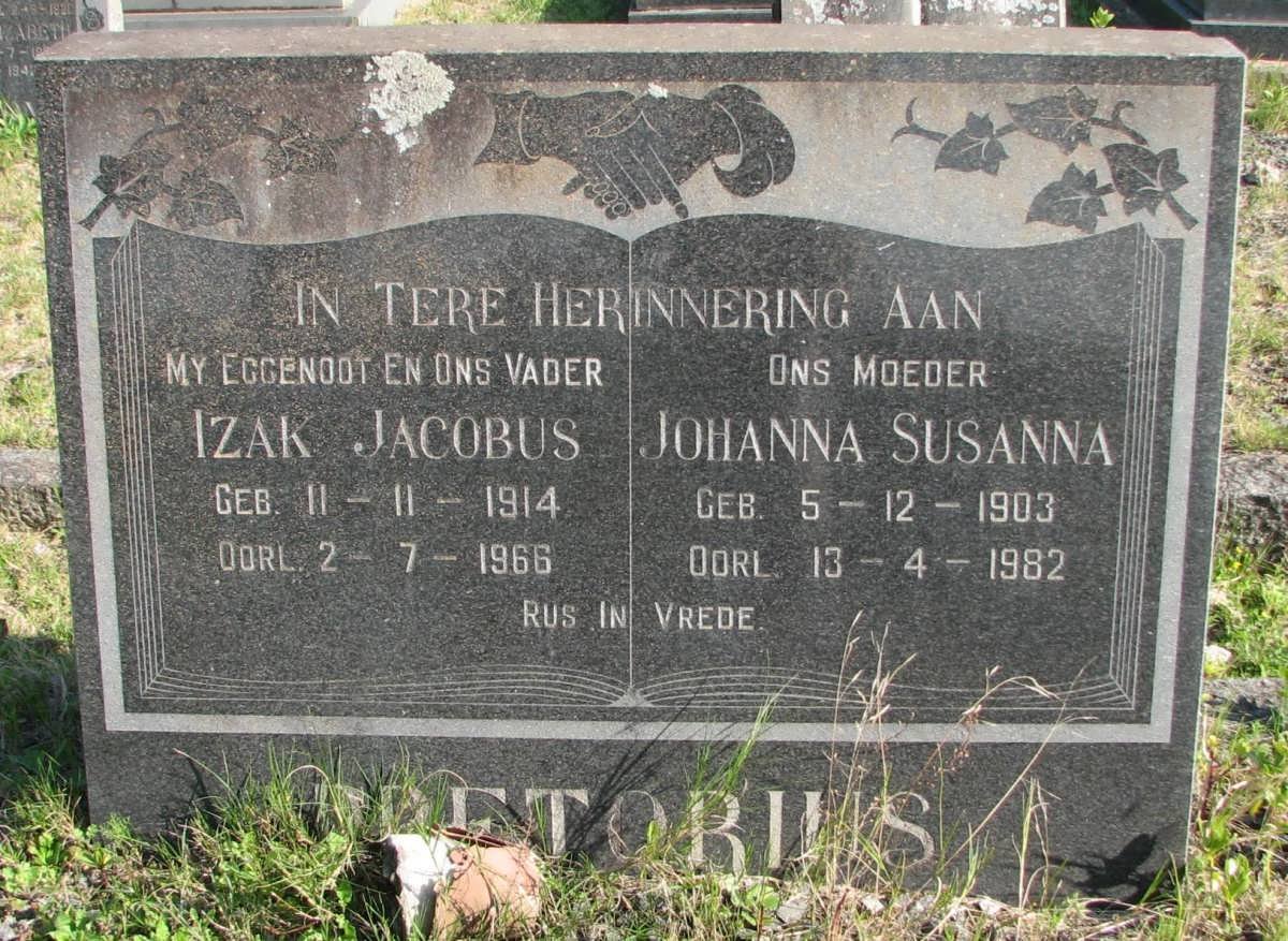 PRETORIUS Izak Jacobus 1914-1966 &amp; Johanna Susanna 1903-1982