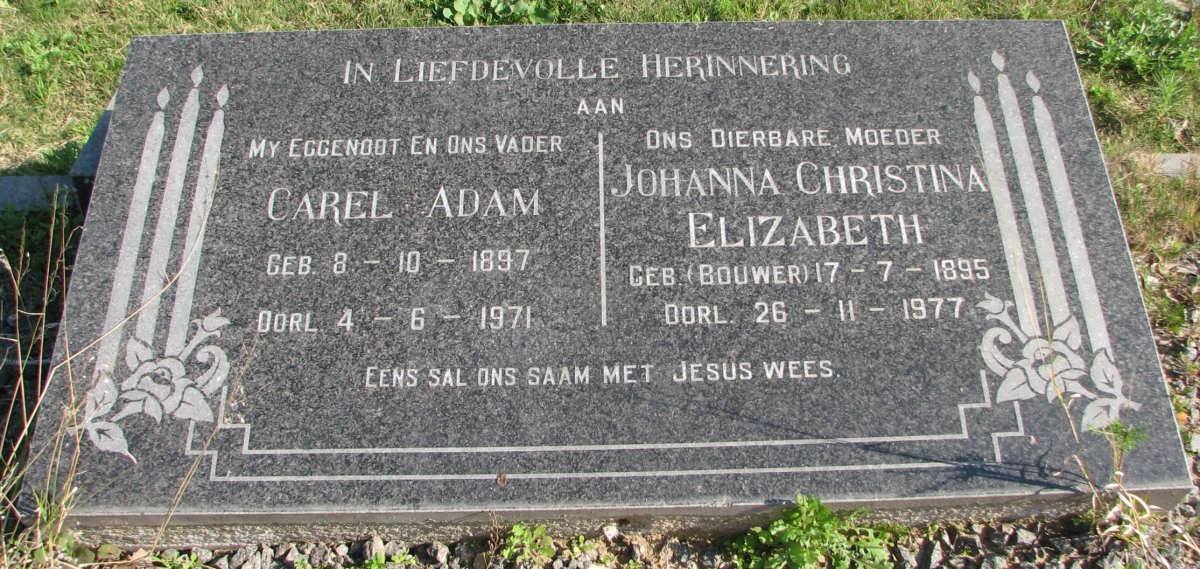 BUCHER Carel Adam 1897-1971 &amp; Johanna Christina Elizabeth BOUWER 1895-1977