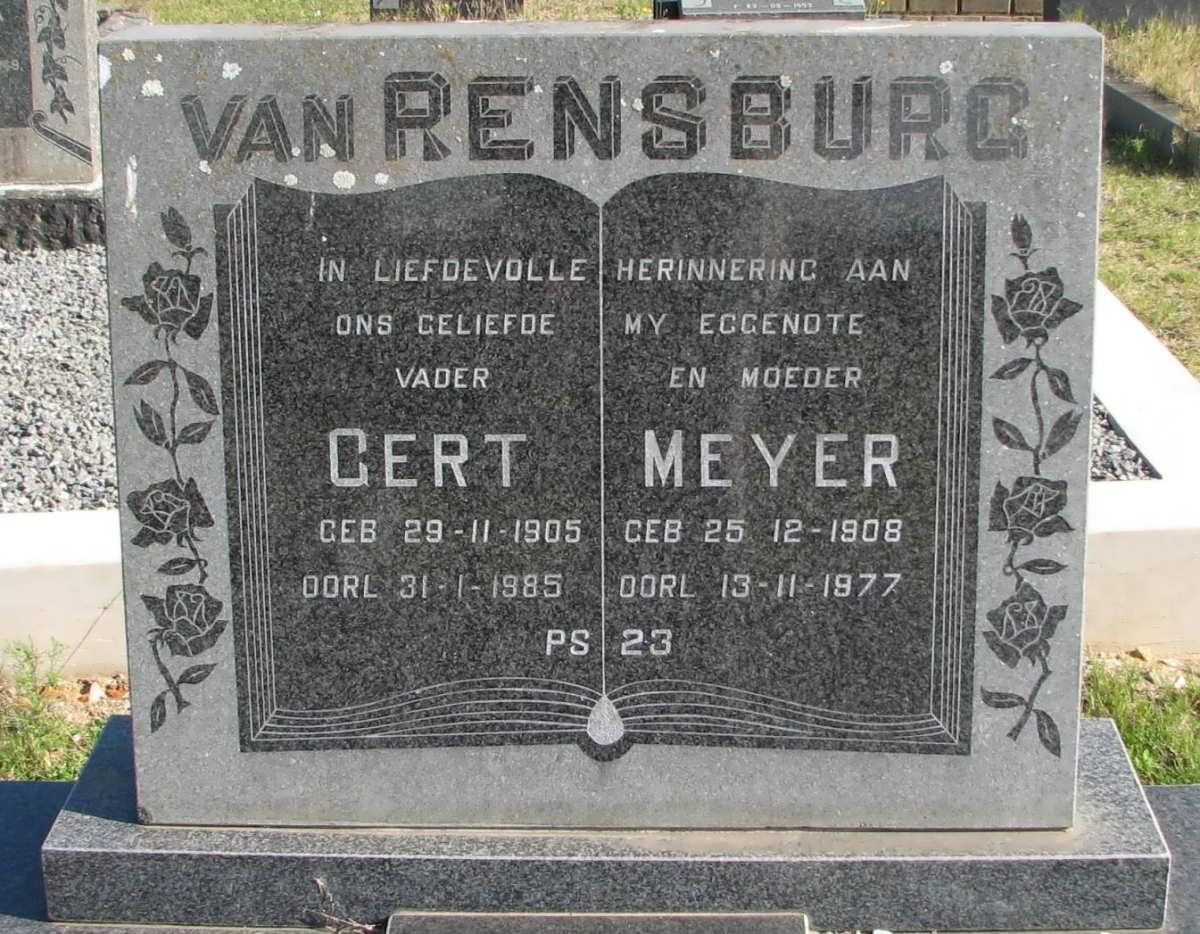 RENSBURG Gert, van 1905-1985 &amp; Meyer 1908-1977