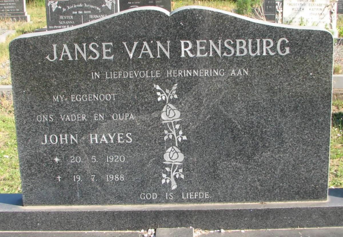 RENSBURG John Hayes, Janse van 1920-1988