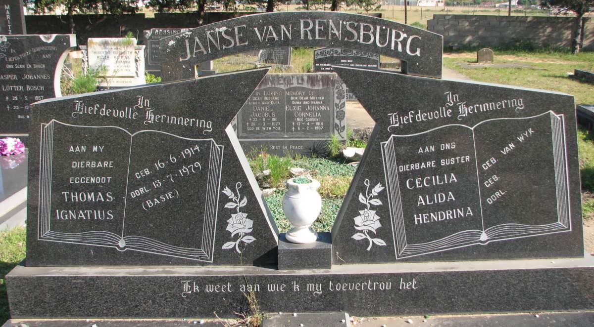 RENSBURG Thomas Ignatius, Janse van 1914-1979 &amp; Cecilia Alida Hendrina VAN WYK