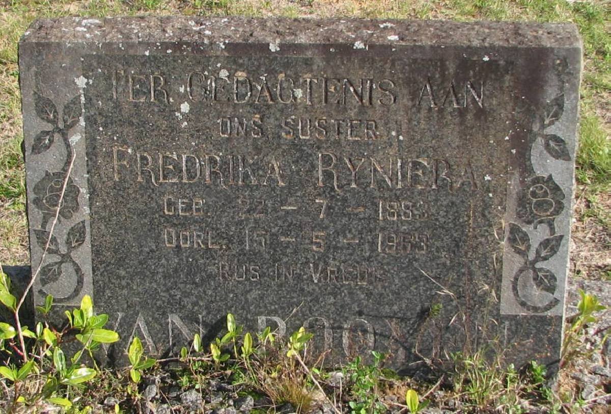 ROOYEN Fredrika Ryniera, van 1883-1963
