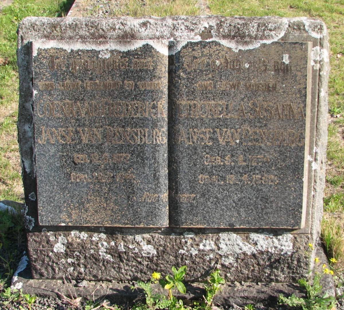 RENSBURG Coenraad Frederick, Janse van 187?-? &amp; Petronella Susanna 187?-19?2