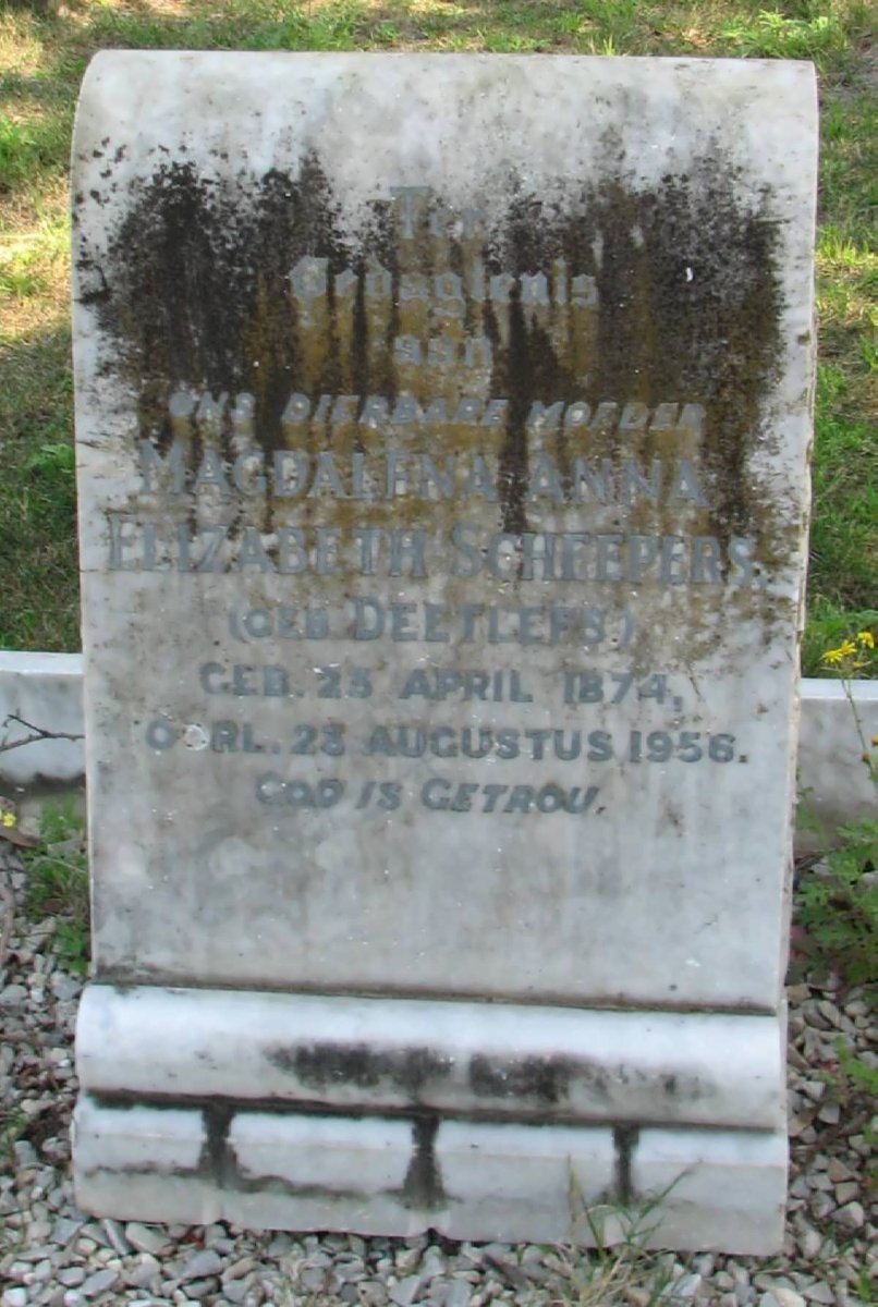 SCHEEPERS Magdalena Anna Elizabeth nee DEETLEFS 1874-1956