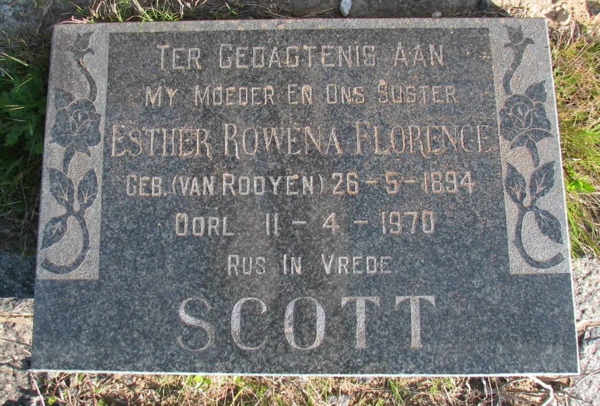 SCOTT Esther Rowena Florence nee VAN ROOYEN 1894-1970