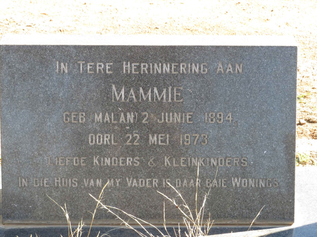 BOTHA Melville 1889-1967 &amp; Mammie MALAN 1894-1973