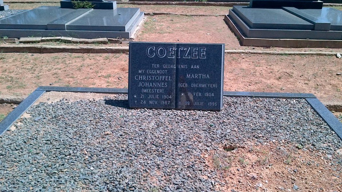 COETZEE Christoffel Johannes 1904-1987 &amp; Martha OBERMEYER 1904-1995