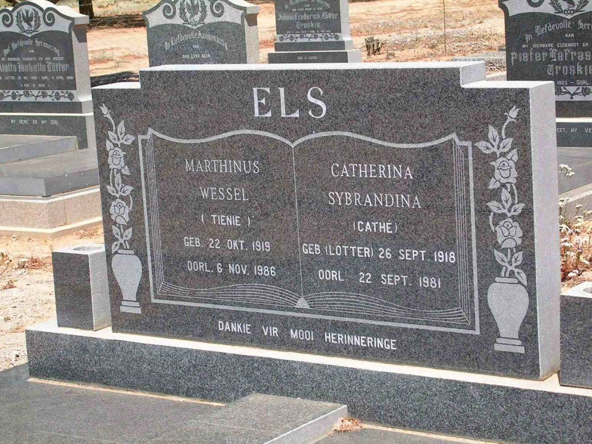 ELS Marthinus Wessel 1919-1986 &amp; Catherina Sybrandina LOTTER 1918-1981