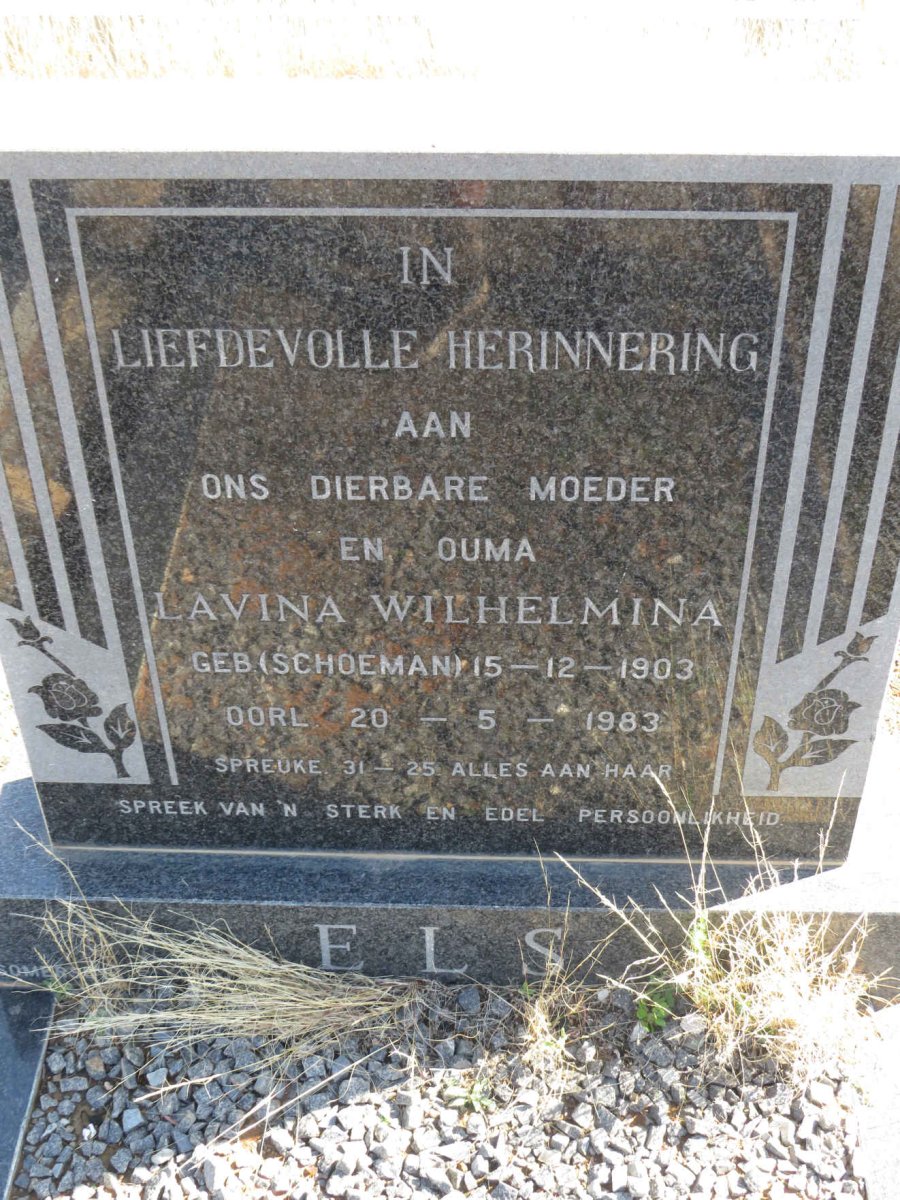 ELS Johannes Jacobus 1904-1979 &amp; Lavina Wilhelmina SCHOEMAN 1903-1983