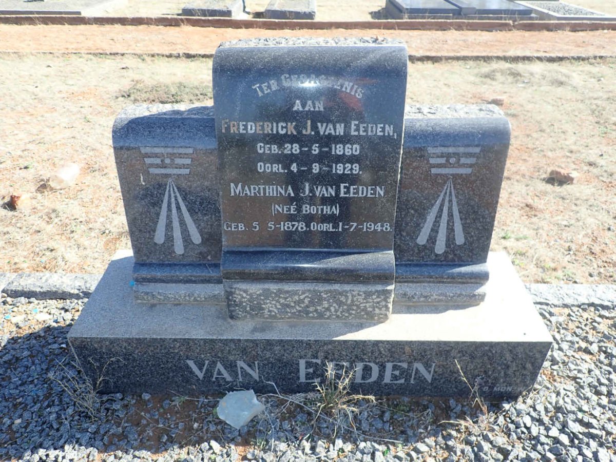 EEDEN Frederick J., van 1860-1929 &amp; Marthina J. BOTHA 1878-1948