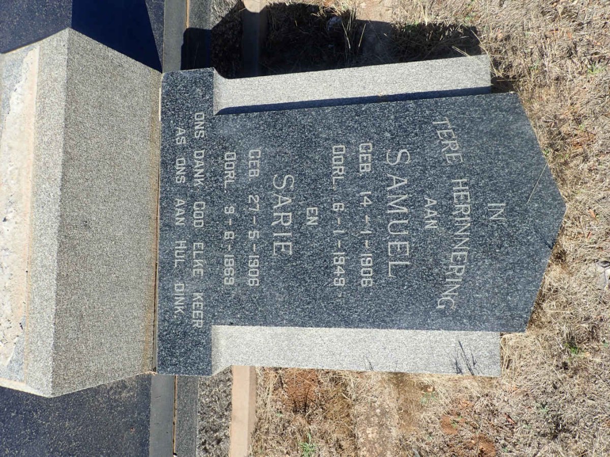 EEDEN Samuel, van 1906-1949 &amp; Sara Susanna Nel VOSLOO 1906-1969