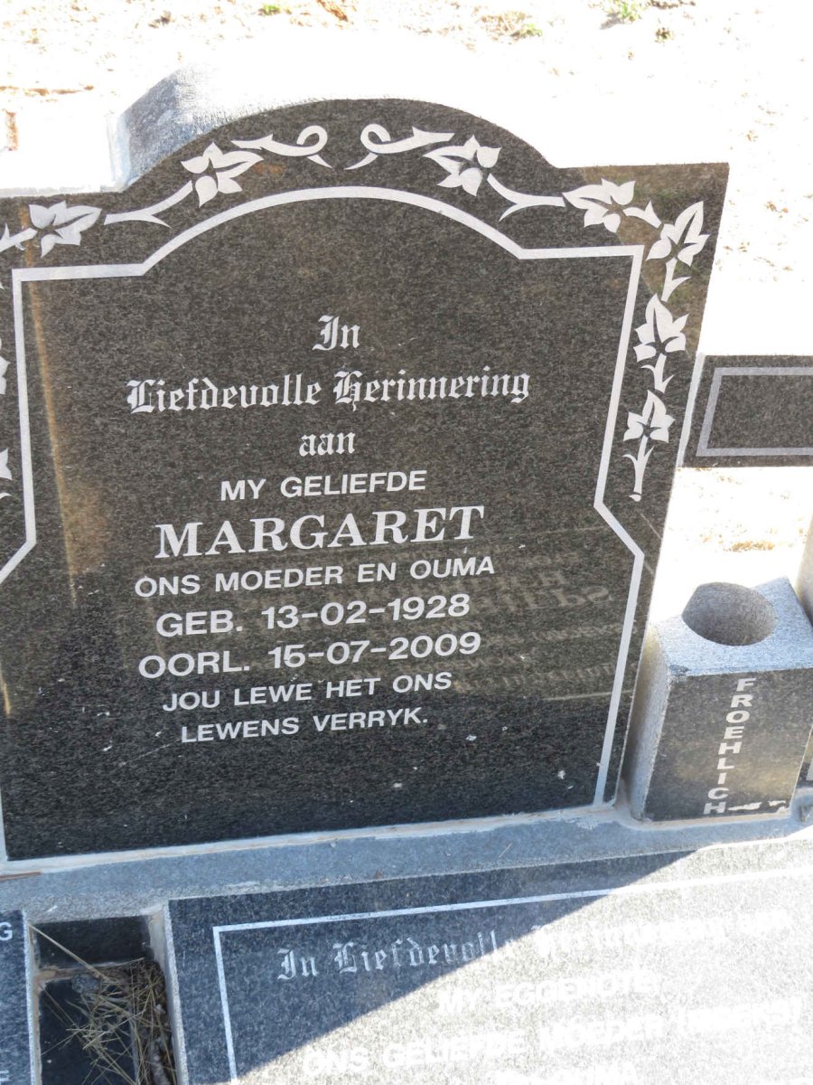 FROEHLICH Johannes Francois 1927-2020 &amp; Margaret 1928-2009 :: PHILPS Hettie nee FROEHLICH 1960-2013