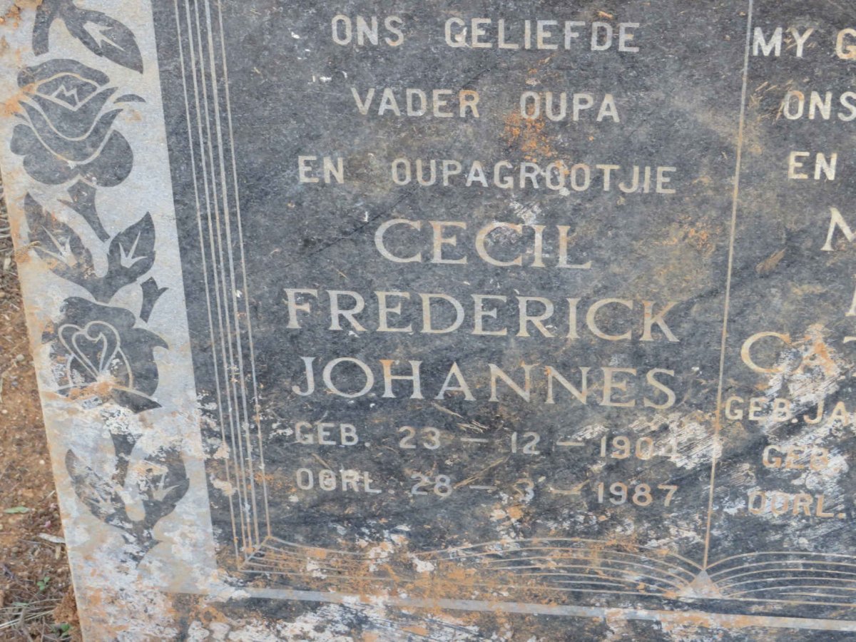 HOLLIDAY Cecil Frederick Johannes 1904-1987 &amp; Magdel Maria Catharina JANSEN VAN VUUREN 1906-1989