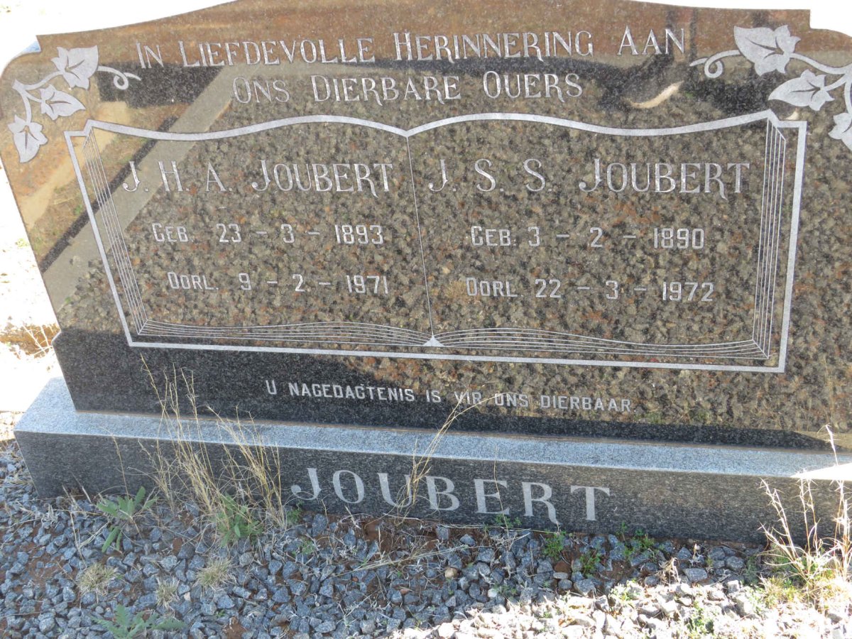 JOUBERT J.H.A. 1893-1971 &amp; J.S.S. 1890-1972