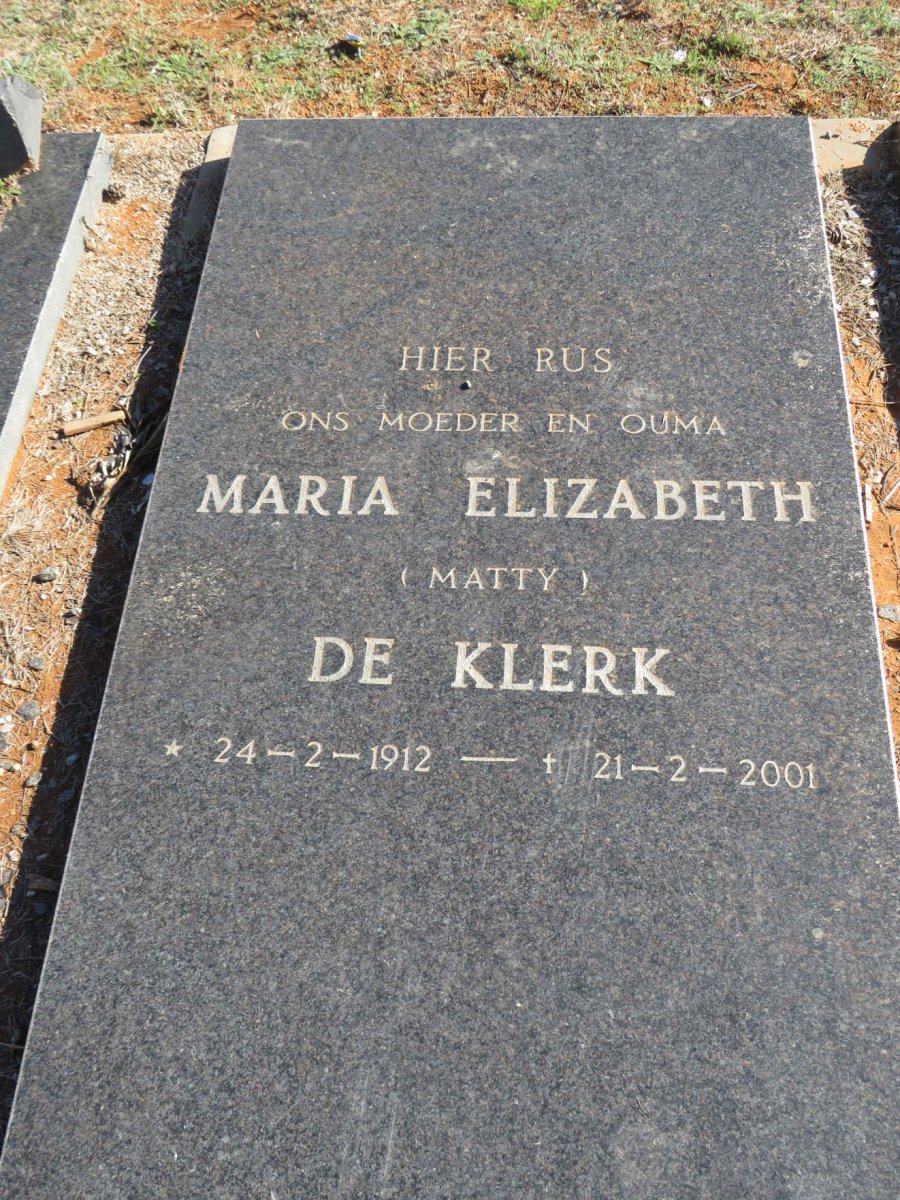 KLERK Maria Elizabeth, de 1912-2001