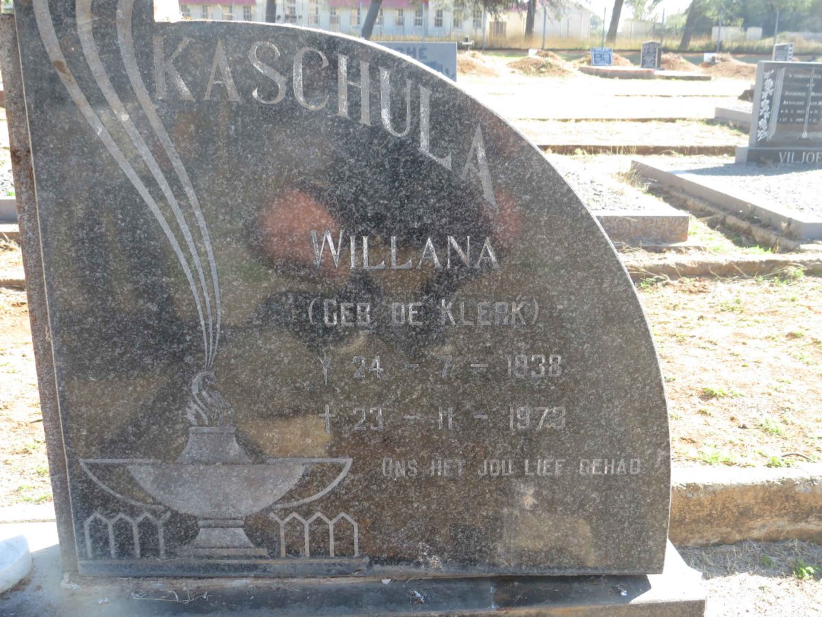 KASCHULA Willana nee DE KLERK 1938-1973