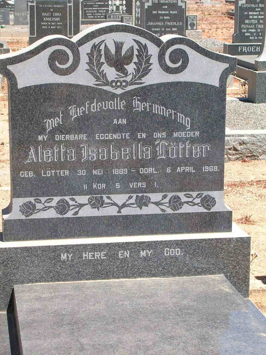 LÖTTER Aletta Isabella nee LÖTTER 1889-1968