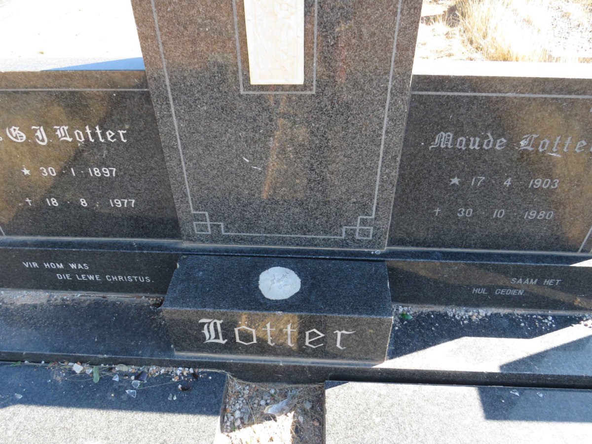 LOTTER B.J. 1897-1977 &amp; Maude 1903-1980