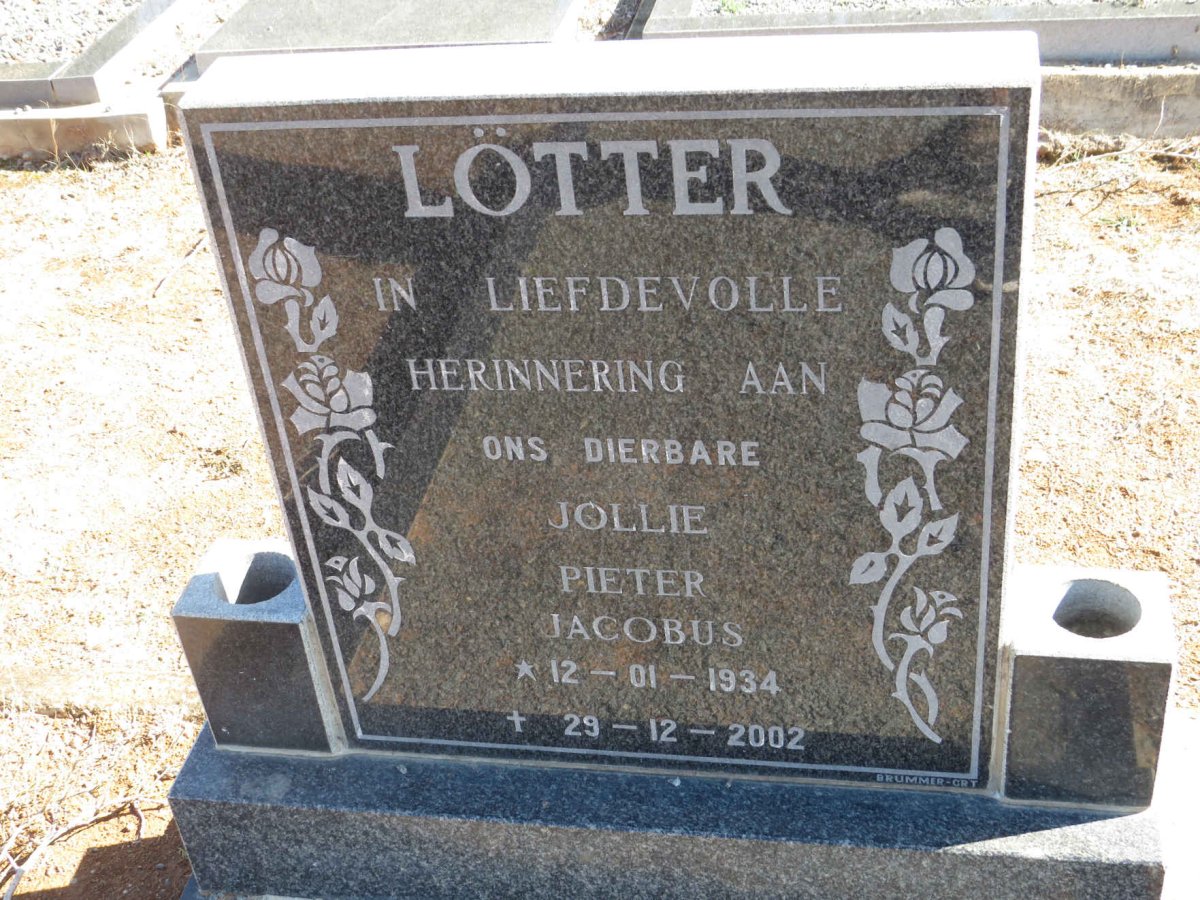 LOTTER Pieter Jacobus 1934-2002 &amp; Isa Margaretha Louisa 1933-1999