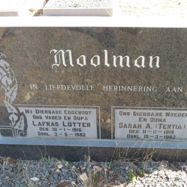 MOOLMAN Lafras Lotter 1916-1983 &amp; Sarah A. 1918-1992