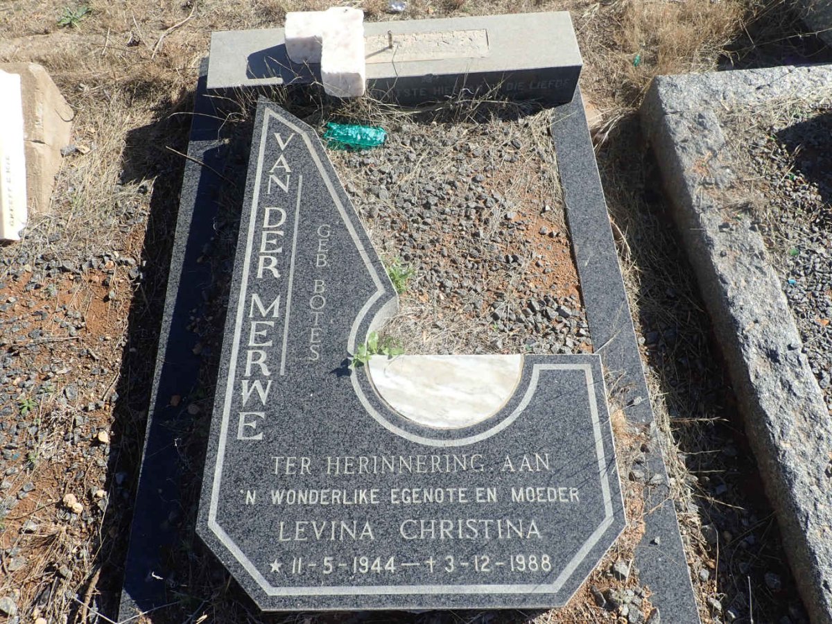 MERWE Levina Christina, van der nee BOTES 1944-1988
