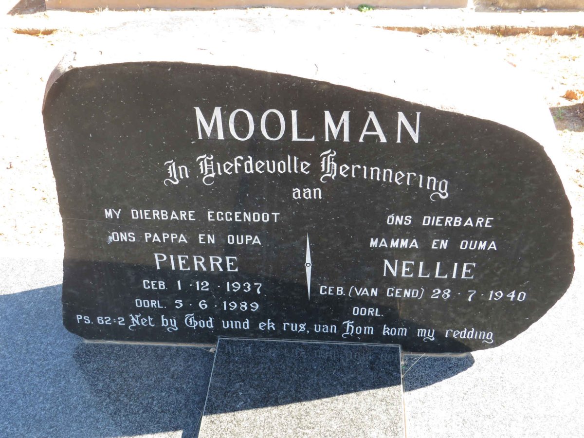 MOOLMAN Pierre 1937-1989 &amp; Nellie VAN GEND 1940-