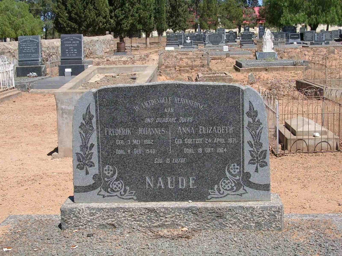 NAUDE Frederik Johannes 1862-1948 &amp; Anna Elizabeth COETZEE 1871-1964