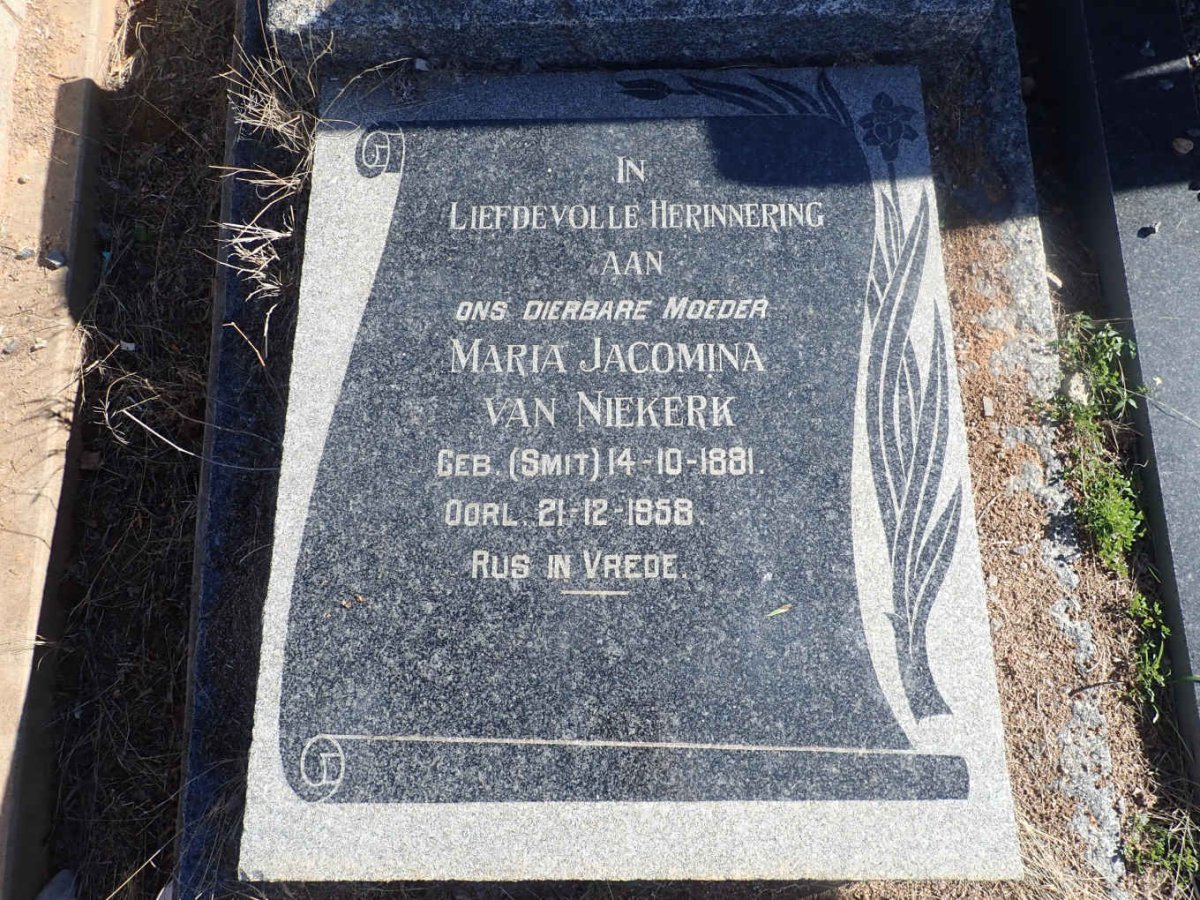 NIEKERK Maria Jacomina, van nee SMIT 1881-1958