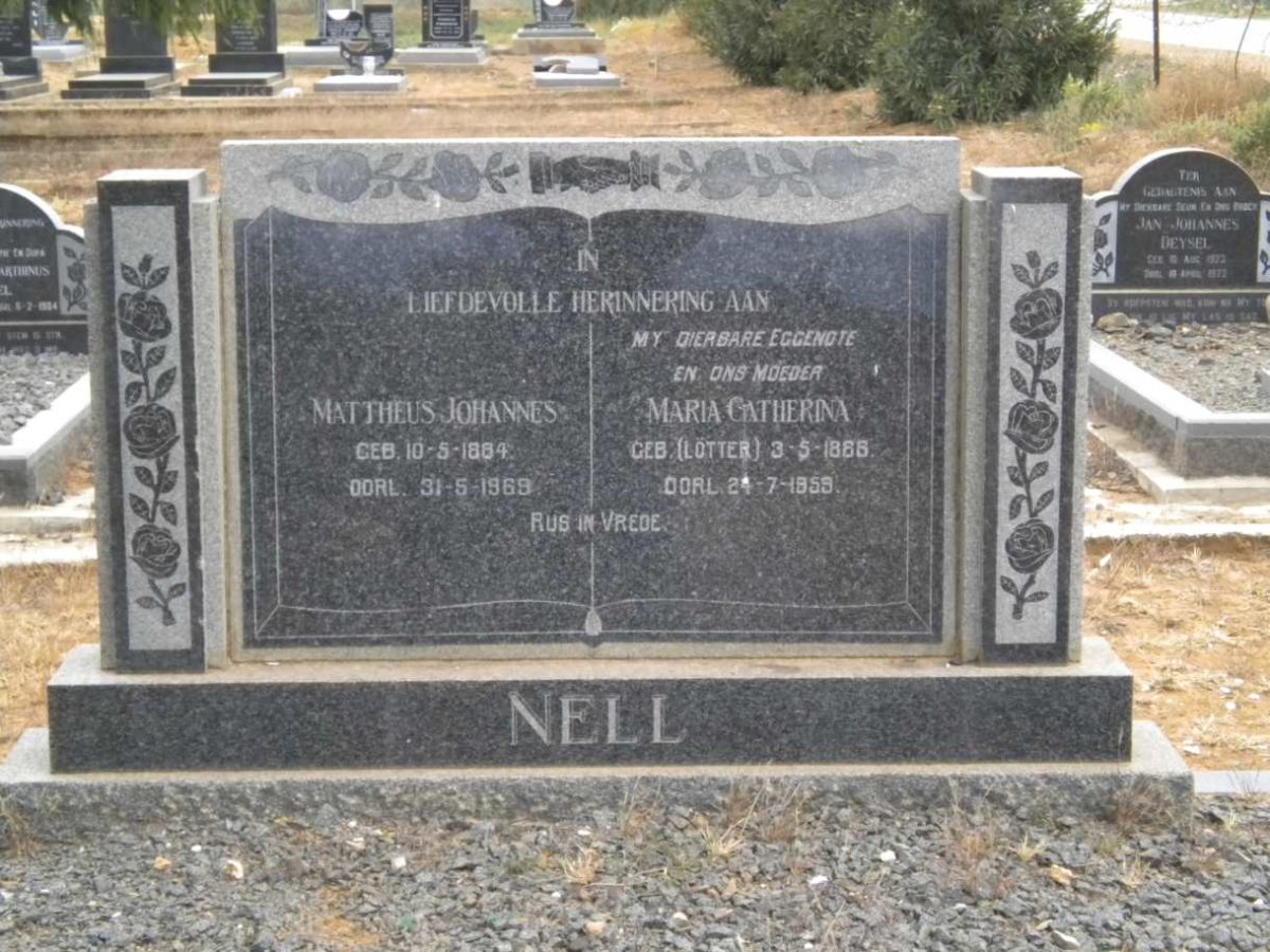 NELL Mattheus Johannes 1884-1969 &amp; Maria Catherina LÖTTER 1886-1959